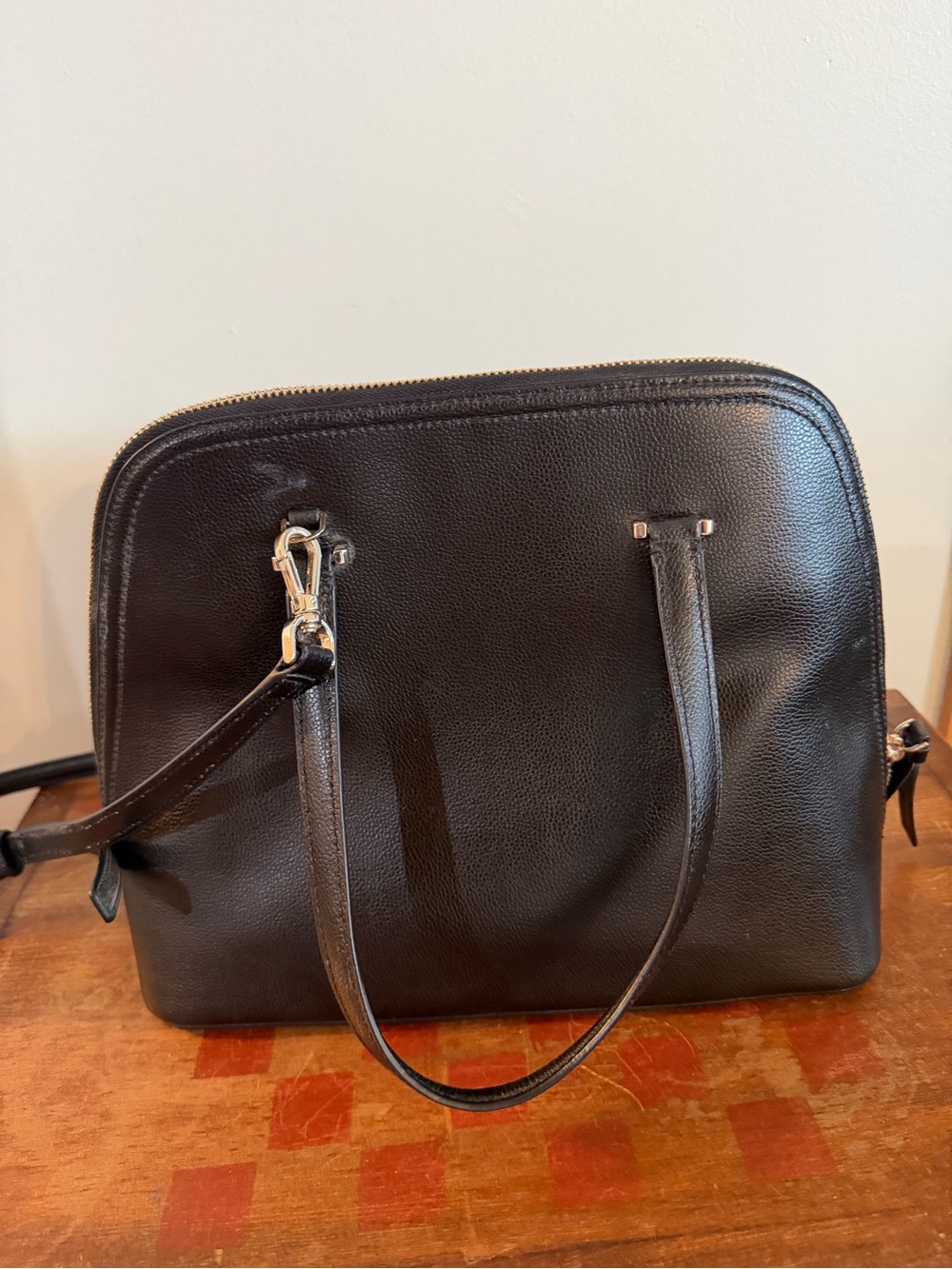 kate spade Black Leather Dome Satchel with Crossbody Strap - Picture 3 of 8